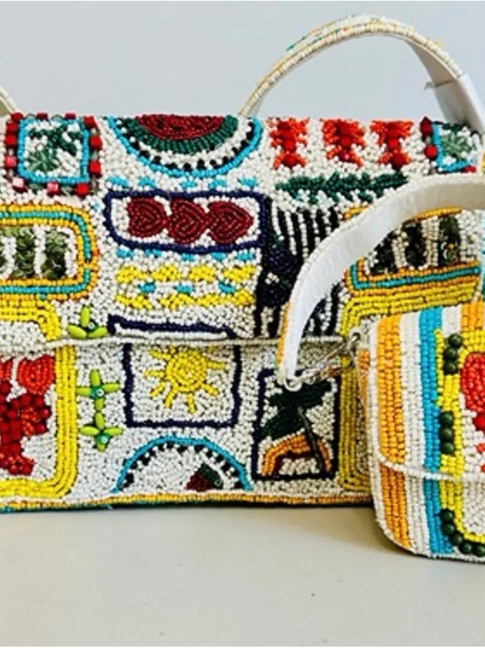 NWT VIRAL TIK TOK Handcrafted In India Beaded Lobster Hearts Fish Handbag + Mini